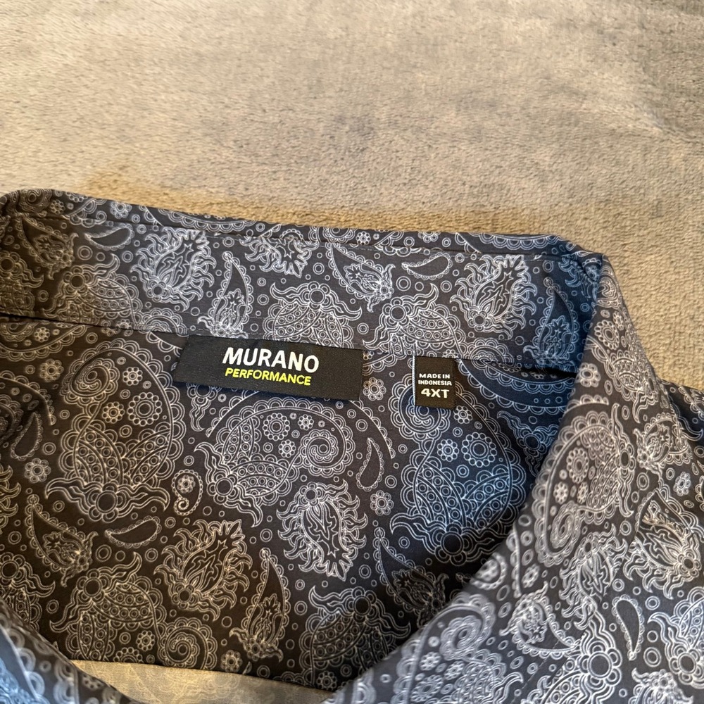Murano Performance Button Up Shirt Mens 4XT Black Paisley Stretch Quick Dry NWT - Picture 2 of 11